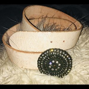 Fossil cream leather belt